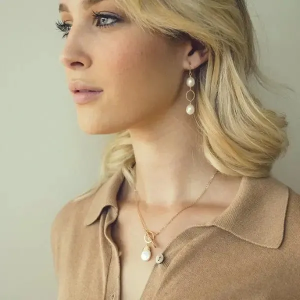 Large Rice Pearl Earrings