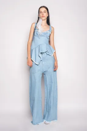 LIGHT BLUE PATCH POCKET BOYFRIEND TROUSERS