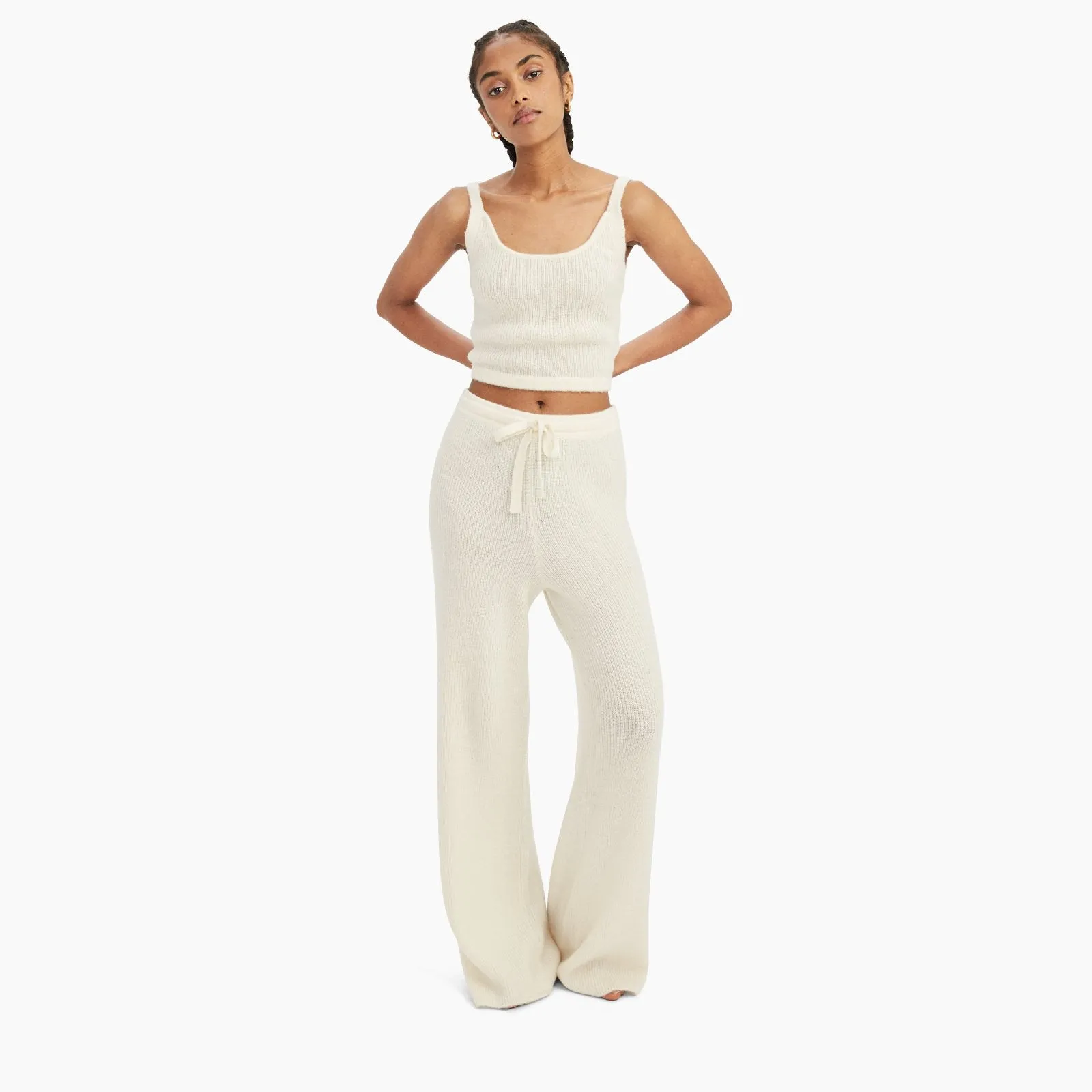 Here is an optimized title with modifiers for the e-commerce product:

Womens Luxe Merino-Cashmere Wide-Leg Lounge Pants