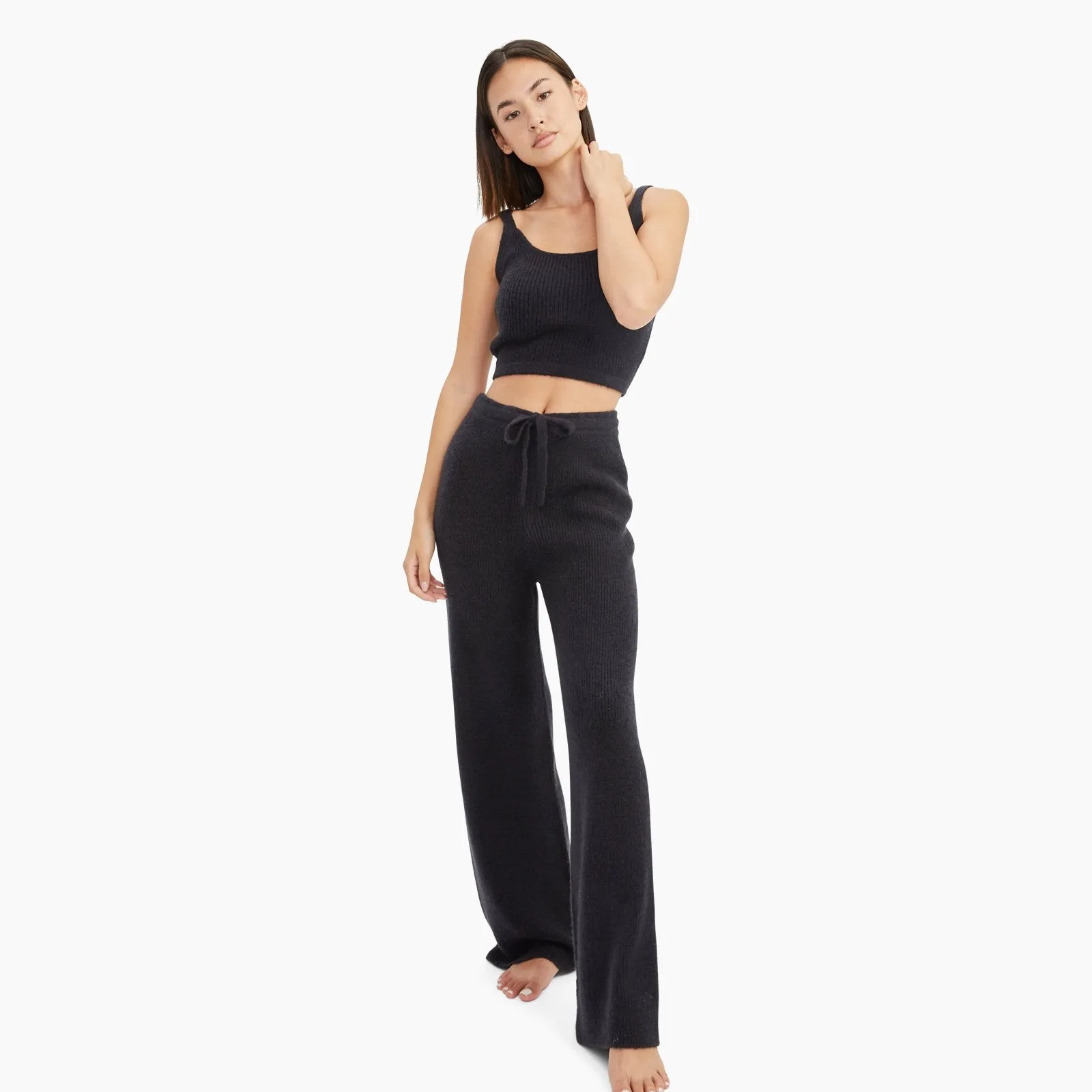 Here is an optimized title with modifiers for the e-commerce product:

Womens Luxe Merino-Cashmere Wide-Leg Lounge Pants