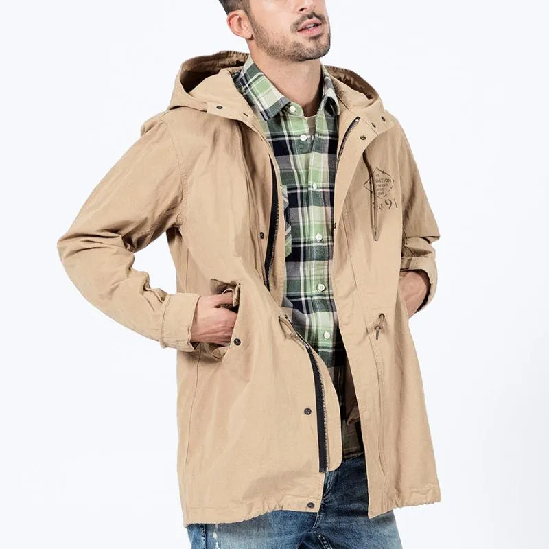 Men's Spring Long Cotton Windbreaker