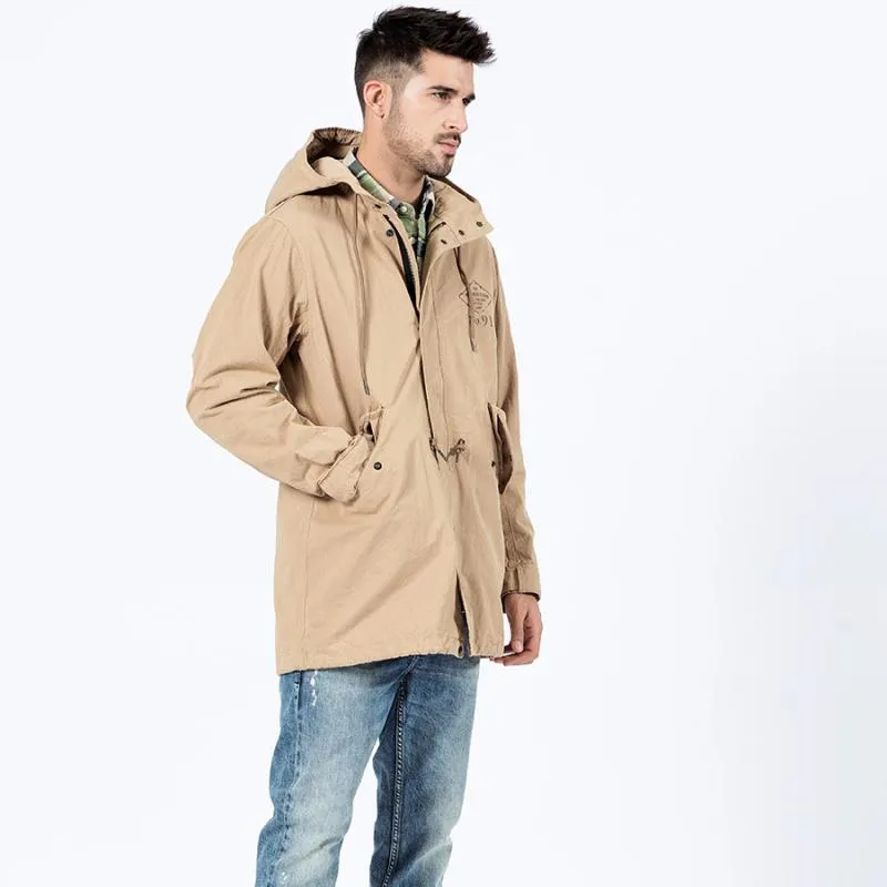 Men's Spring Long Cotton Windbreaker