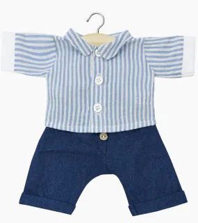 minikane – blue/white striped Robert shirt set with denim Edmond trousers for gordis dolls