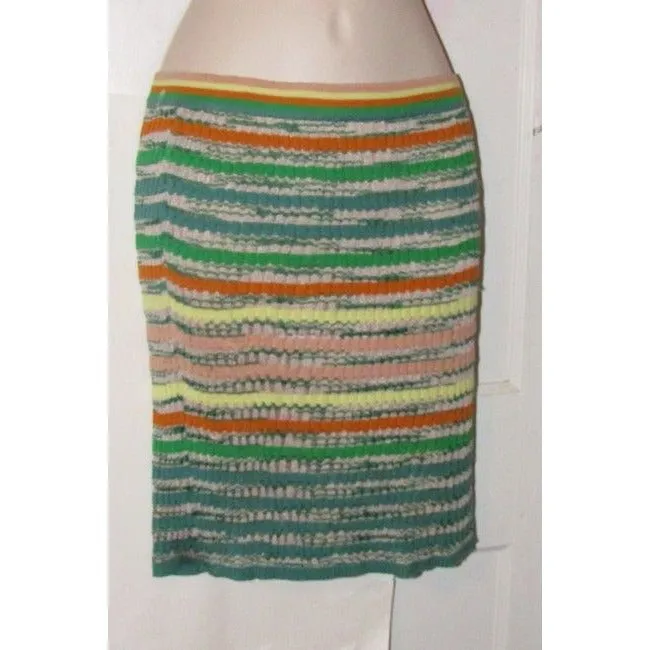 Missoni Green Blue Pink And Orange Multi Colored Striped Chevron Design Skirts