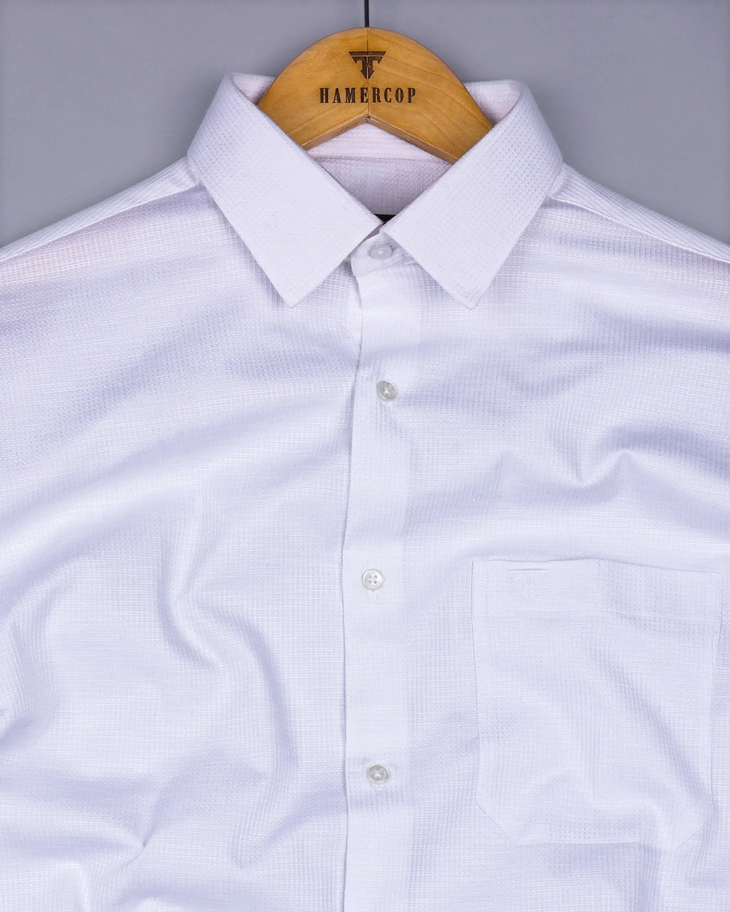Modesto White Textured Solid Dobby Cotton Shirt