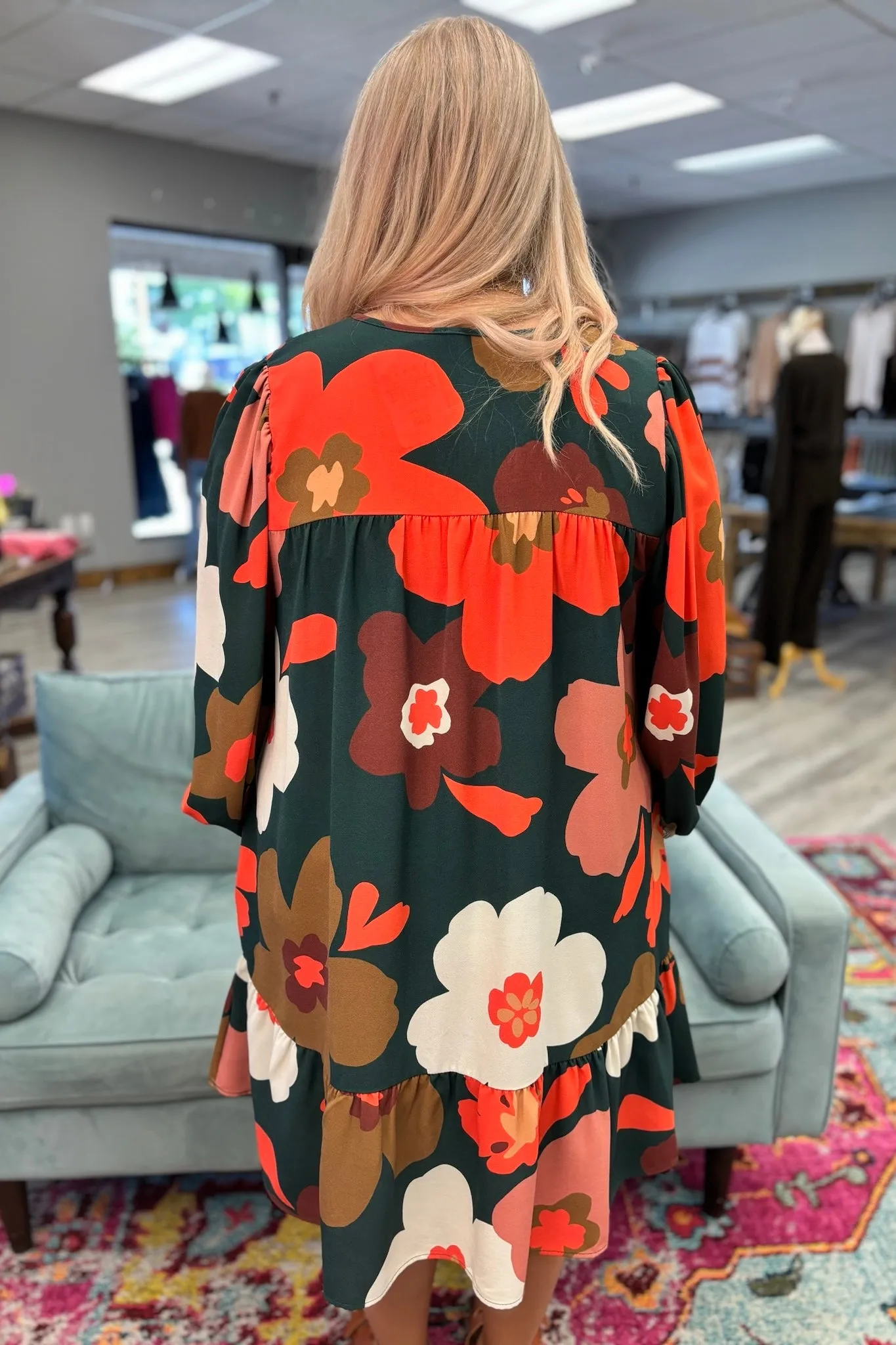 NALA Floral Green Dress