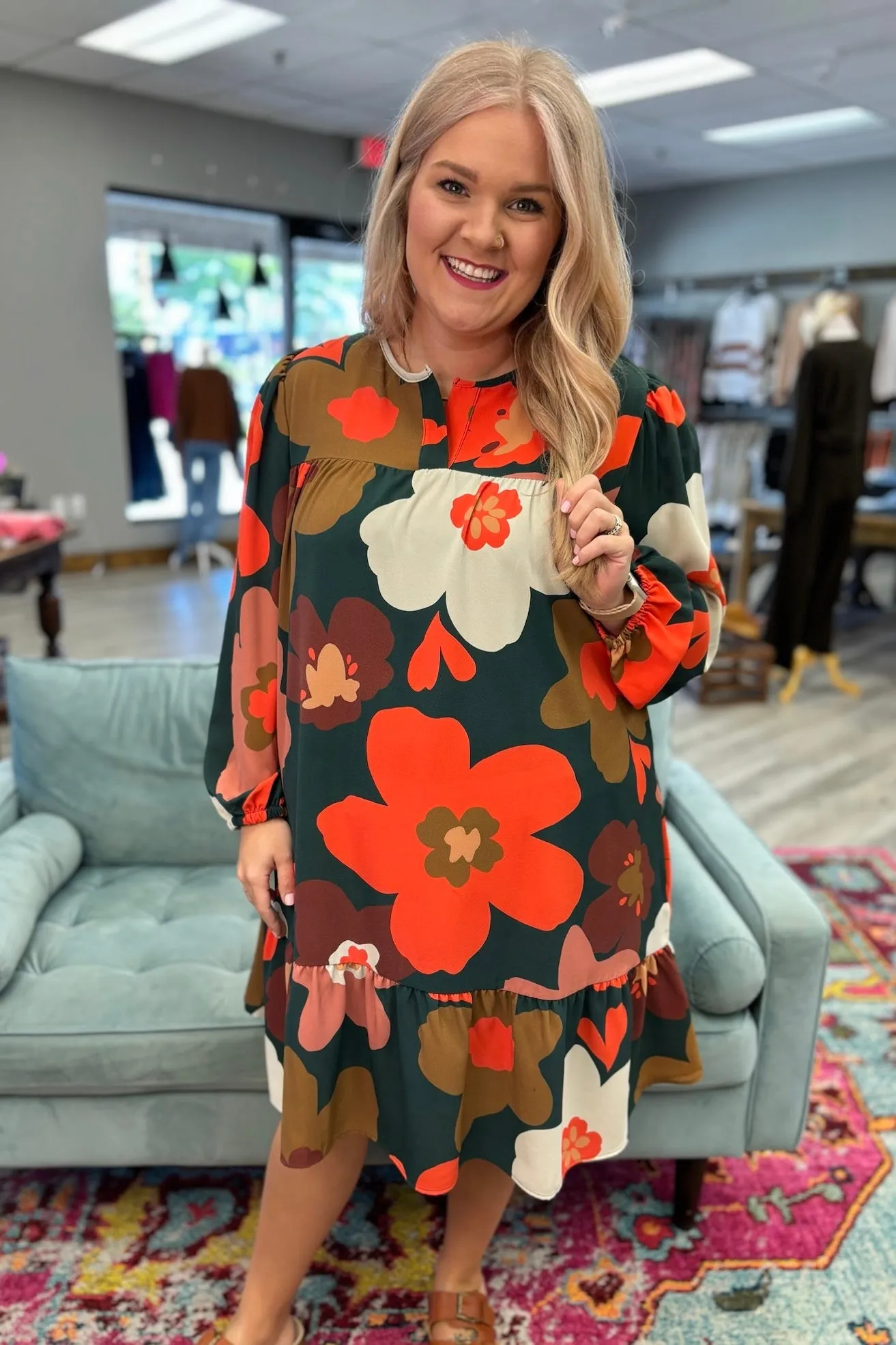 NALA Floral Green Dress