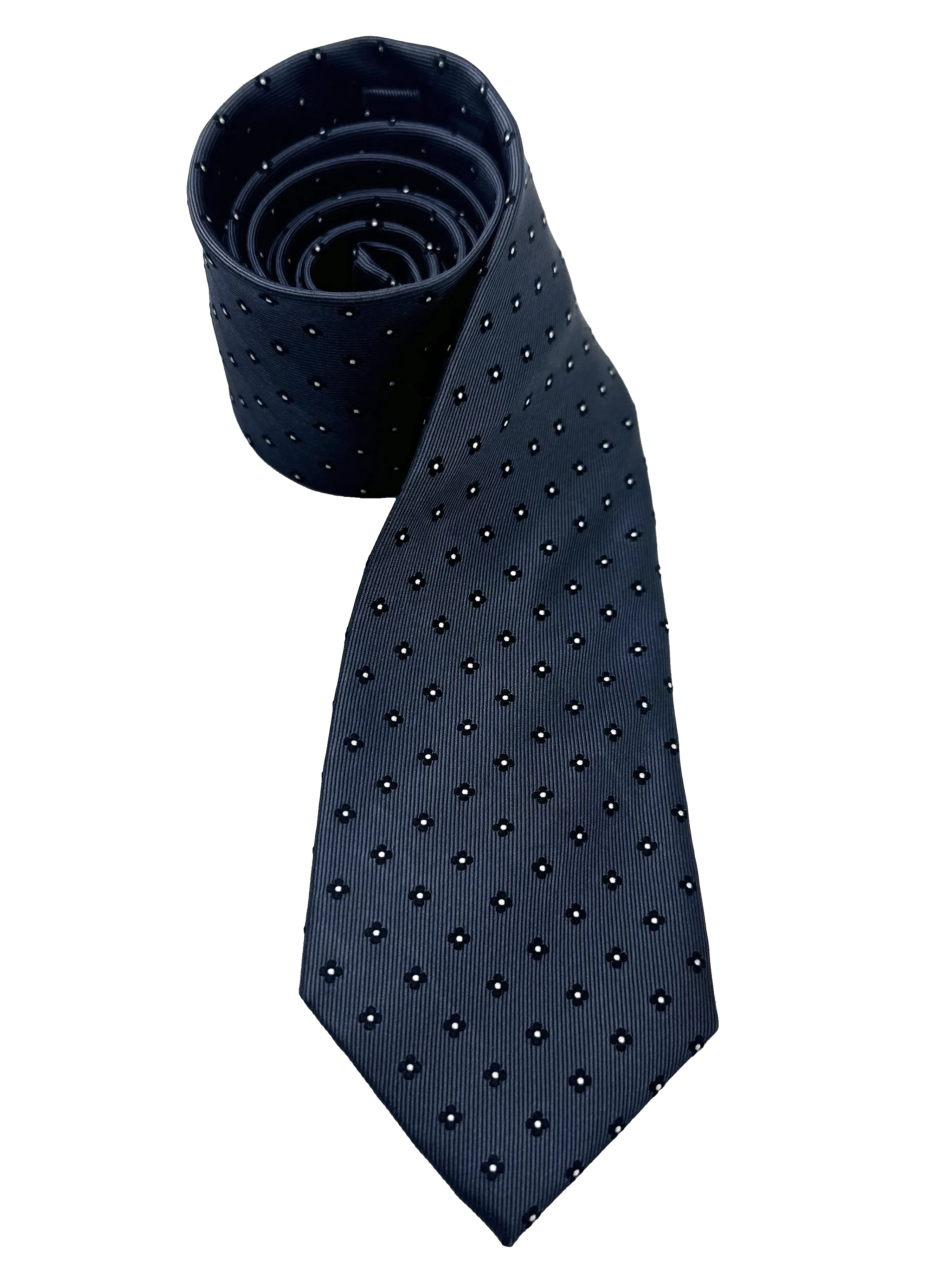 Navy Floral Print Silk Tie