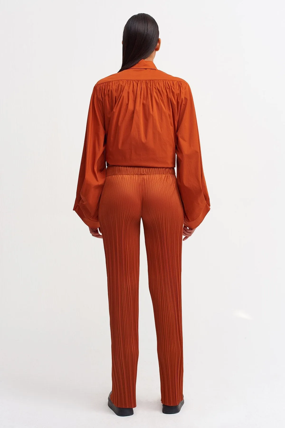 Nu Normal Waist Pleated Trouser Terra Cotta