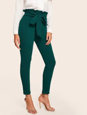 Pants Solid Lace-Up Slim Pants for Women