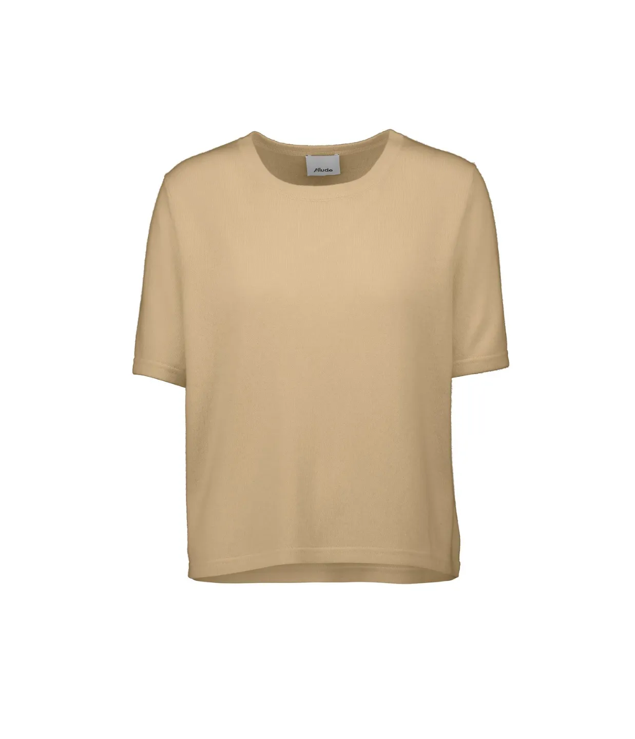 Round Neck Cashmere Blend T-Shirt in Natural