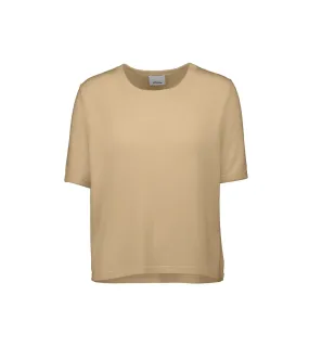 Round Neck Cashmere Blend T-Shirt in Natural