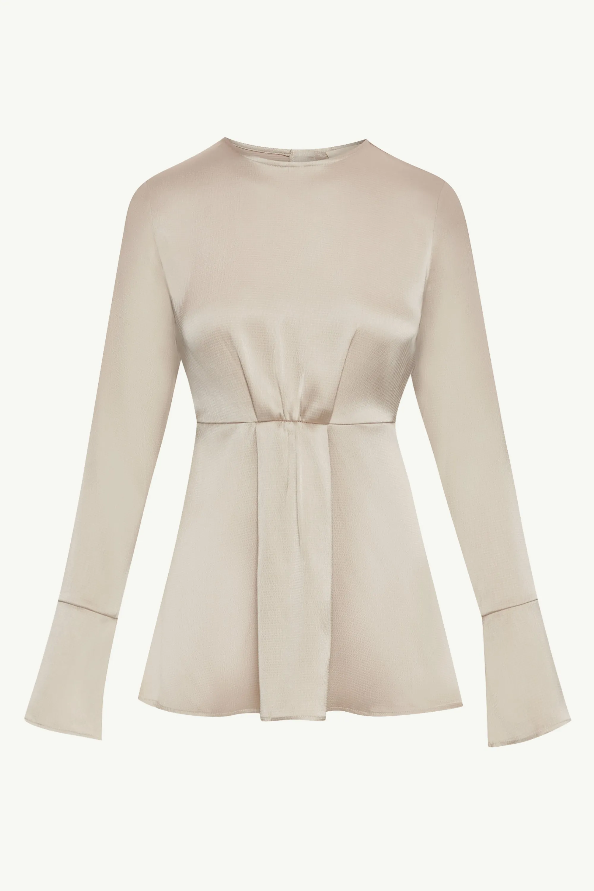 Samira Split Sleeve Satin Blouse - Stone