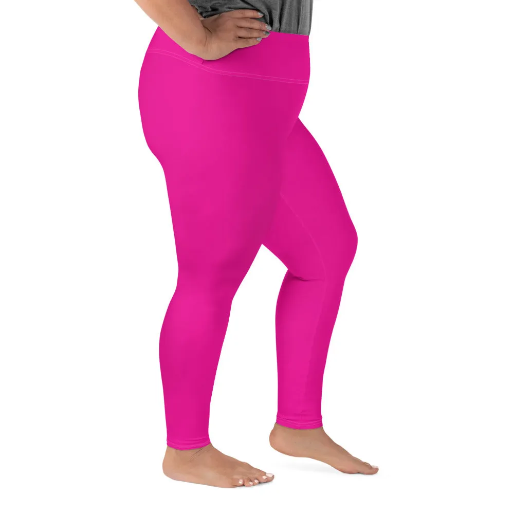 Sculpt and Stretch: Plus Size Solid Color Yoga Pants for Her - Hollywood Cerise