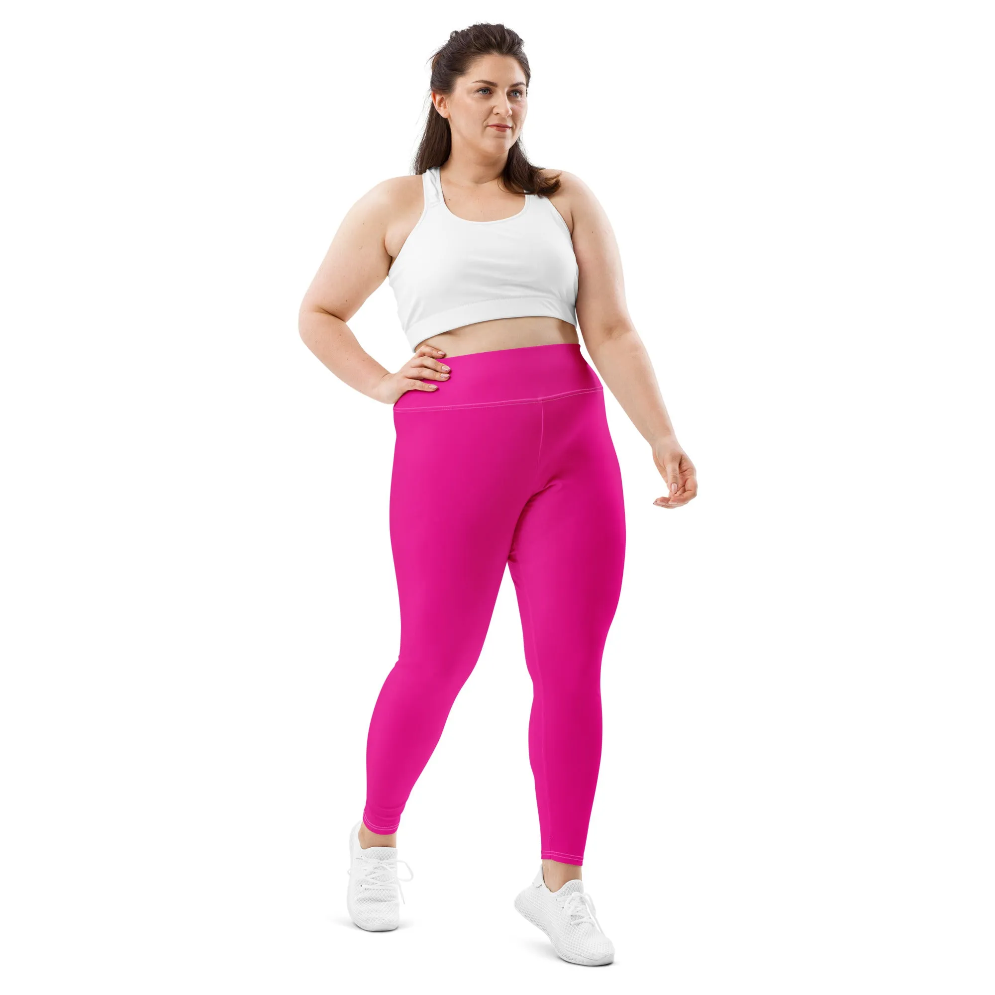 Sculpt and Stretch: Plus Size Solid Color Yoga Pants for Her - Hollywood Cerise