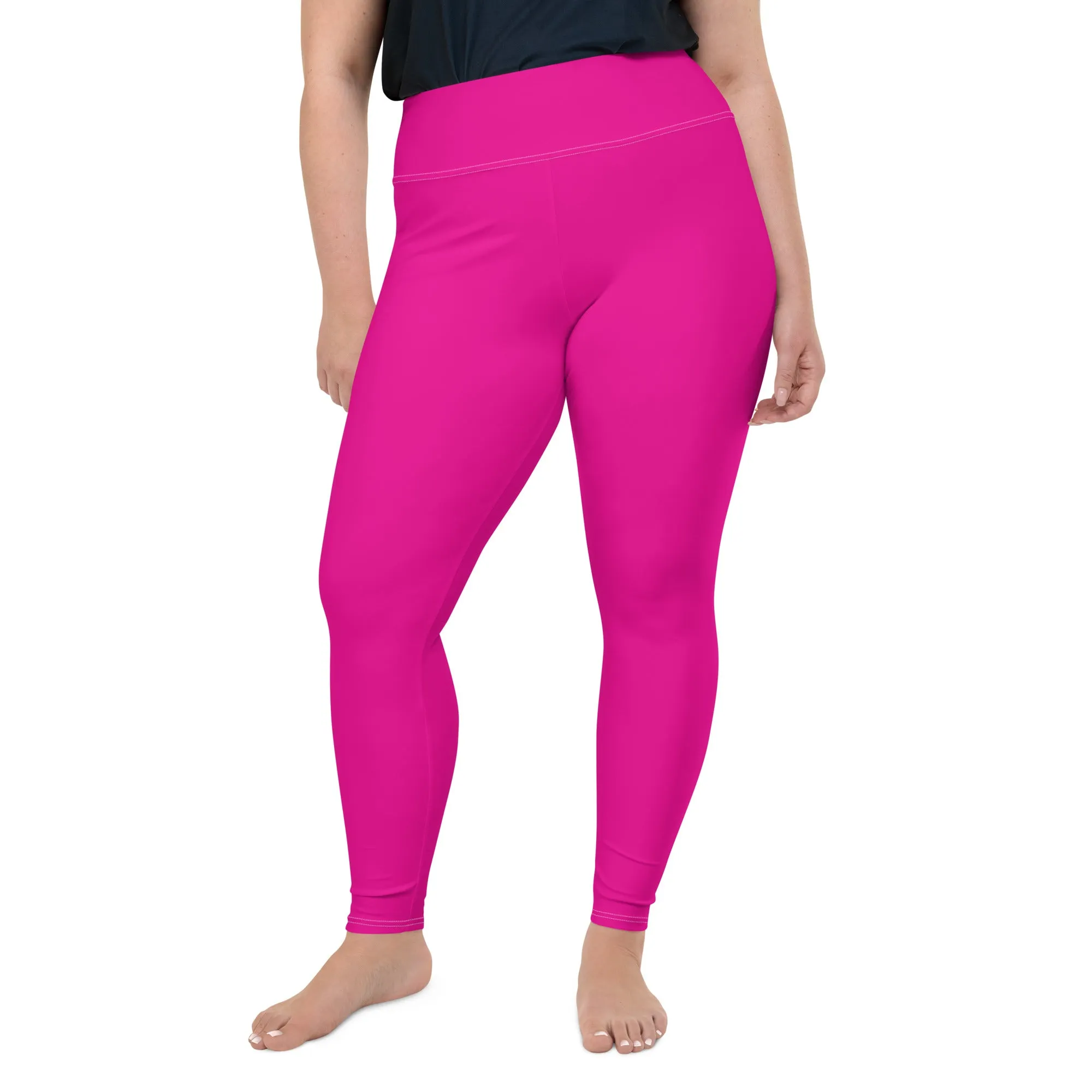 Sculpt and Stretch: Plus Size Solid Color Yoga Pants for Her - Hollywood Cerise