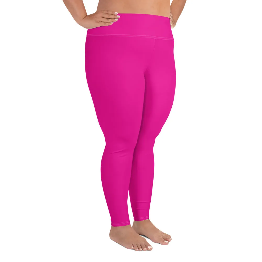 Sculpt and Stretch: Plus Size Solid Color Yoga Pants for Her - Hollywood Cerise