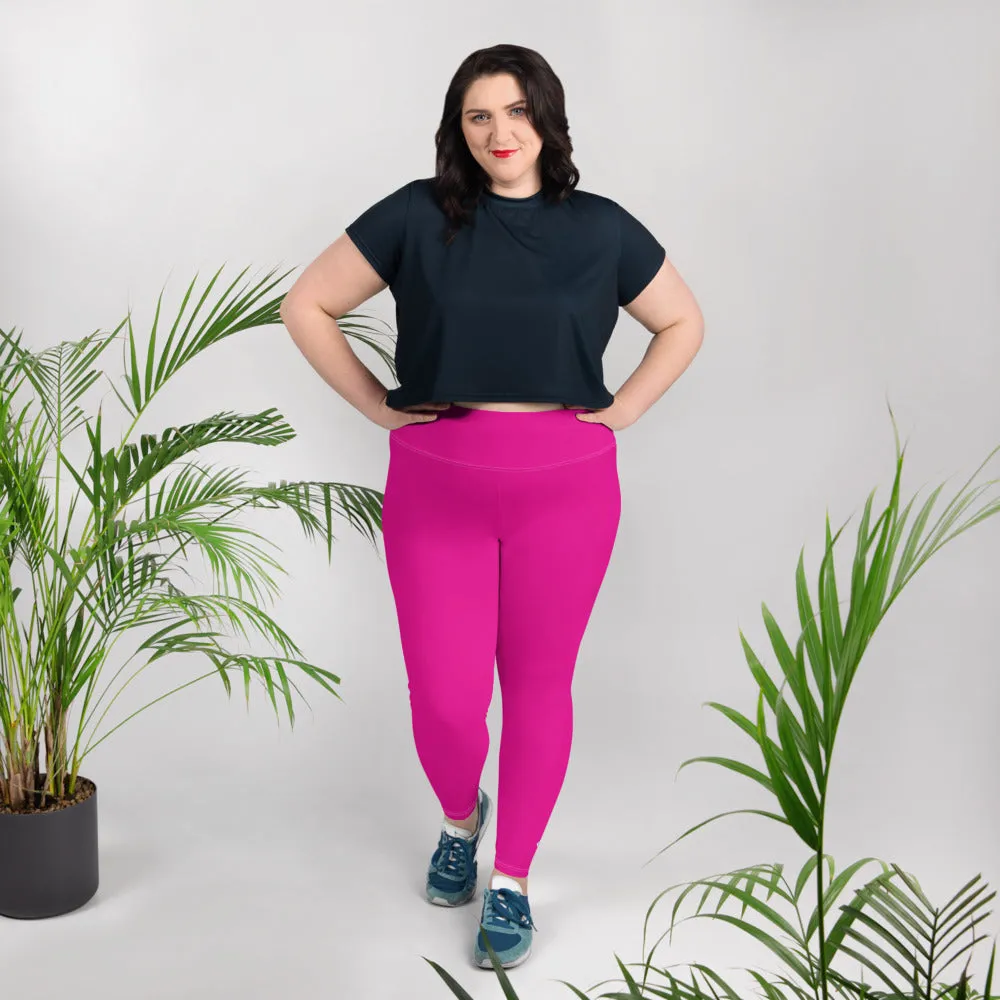 Sculpt and Stretch: Plus Size Solid Color Yoga Pants for Her - Hollywood Cerise