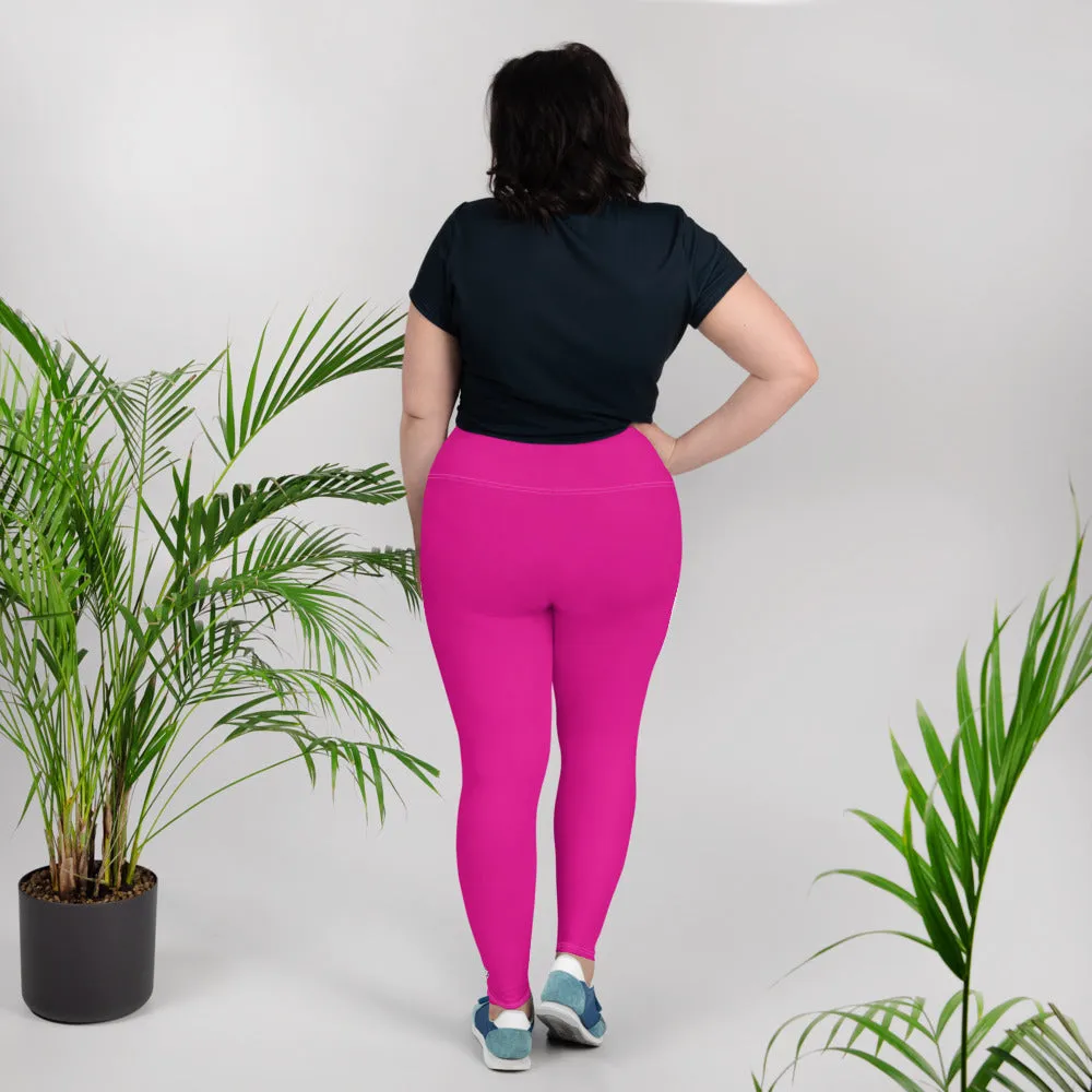 Sculpt and Stretch: Plus Size Solid Color Yoga Pants for Her - Hollywood Cerise
