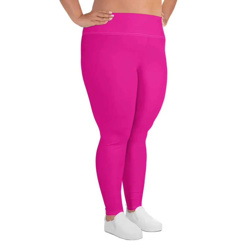 Sculpt and Stretch: Plus Size Solid Color Yoga Pants for Her - Hollywood Cerise