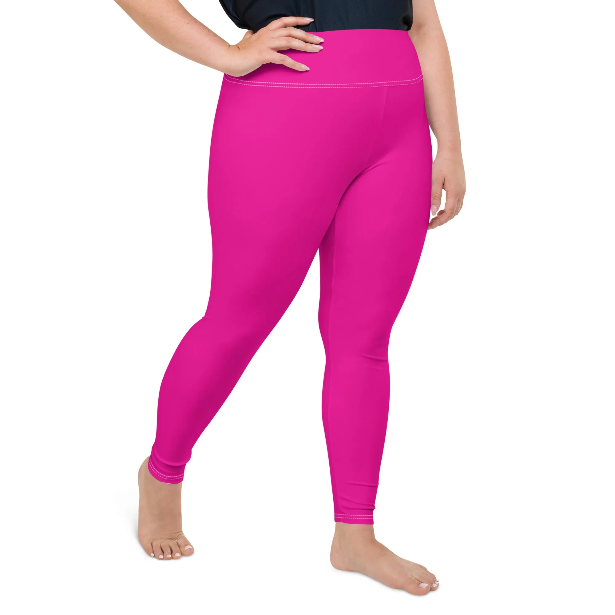 Sculpt and Stretch: Plus Size Solid Color Yoga Pants for Her - Hollywood Cerise