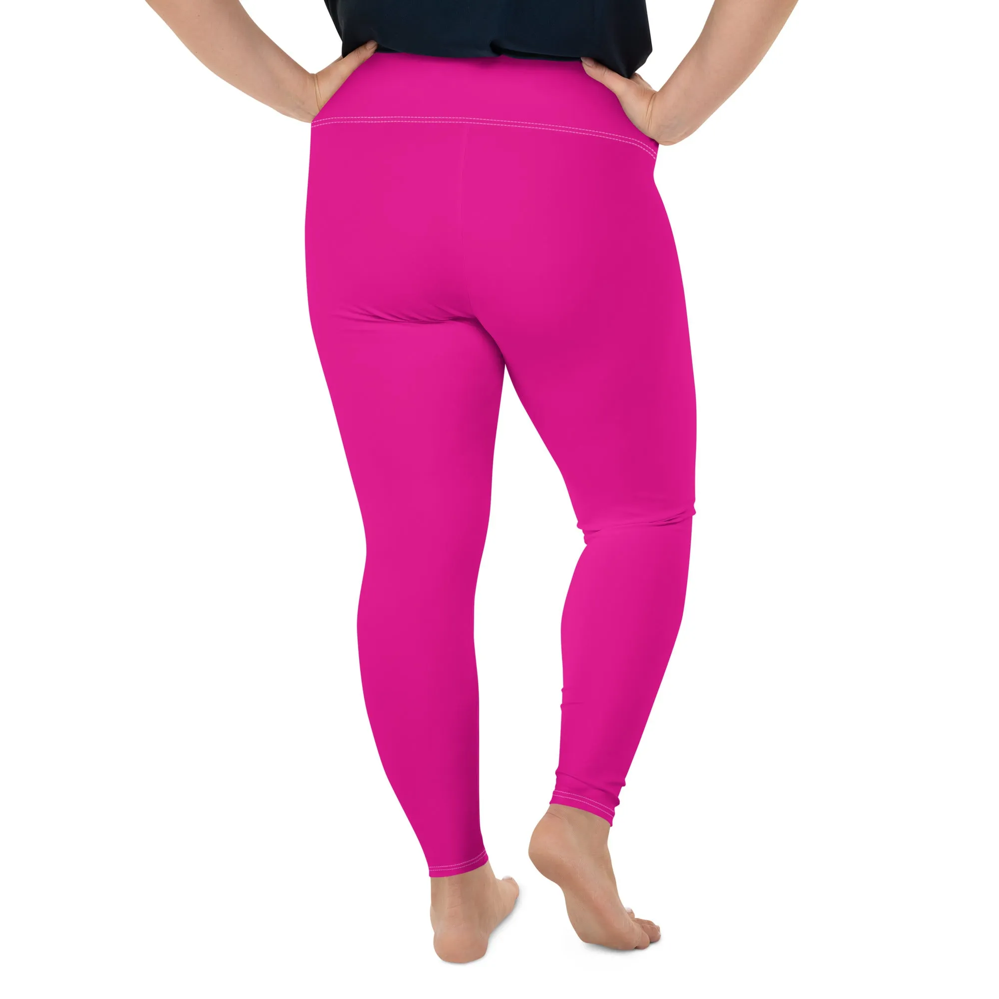 Sculpt and Stretch: Plus Size Solid Color Yoga Pants for Her - Hollywood Cerise