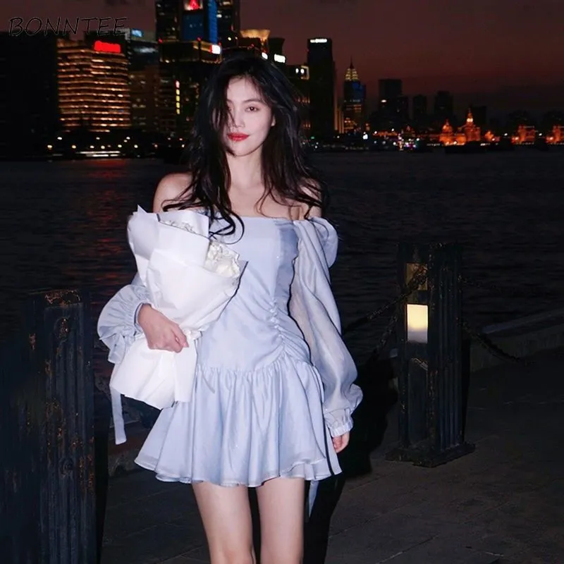 Sexy Solid Simple Mini Dress