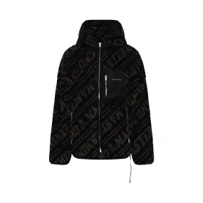 Sherapa Jacquard Zip Oversize Hooded Jacket in Black