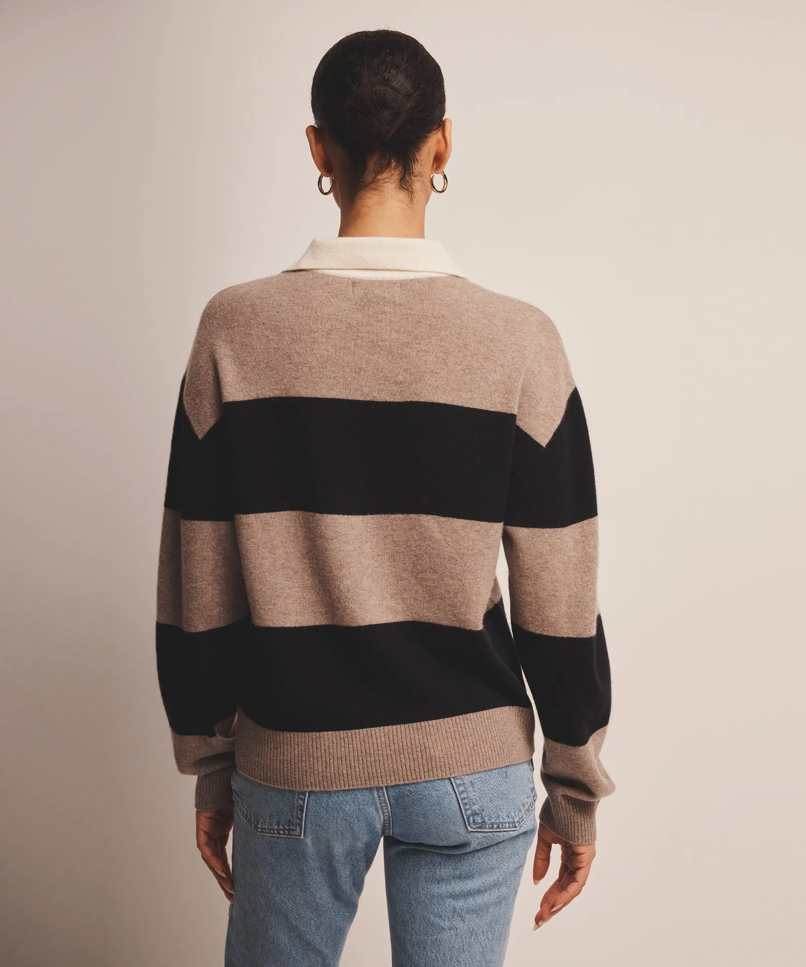 Premium Signature Striped Cashmere Rugby Polo Shirt
