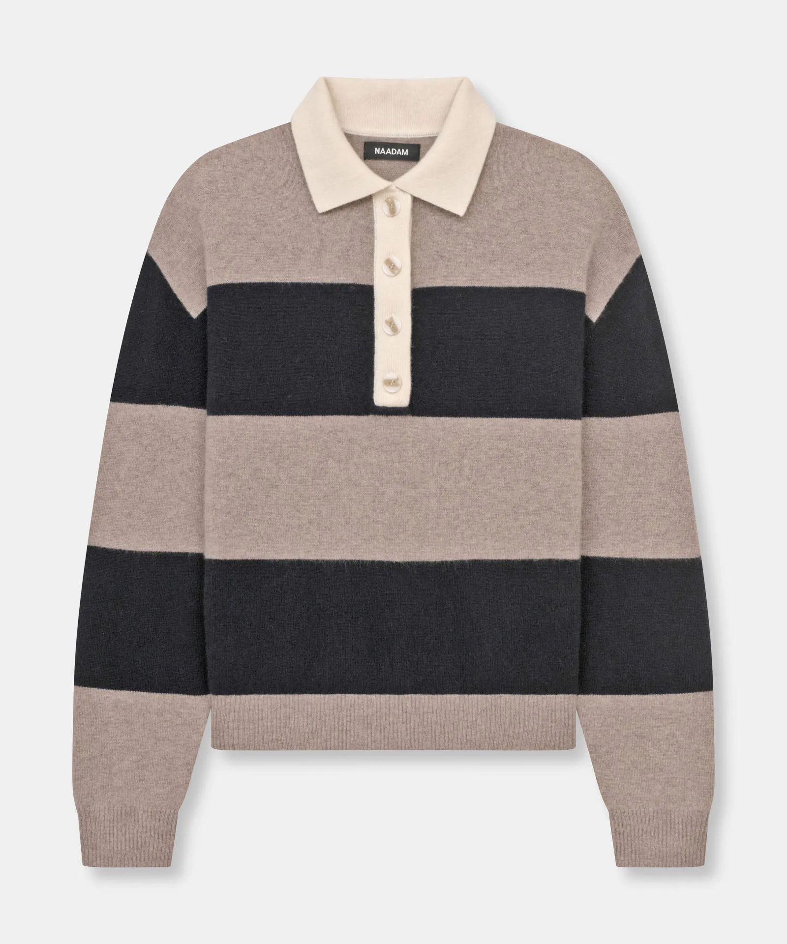 Premium Signature Striped Cashmere Rugby Polo Shirt