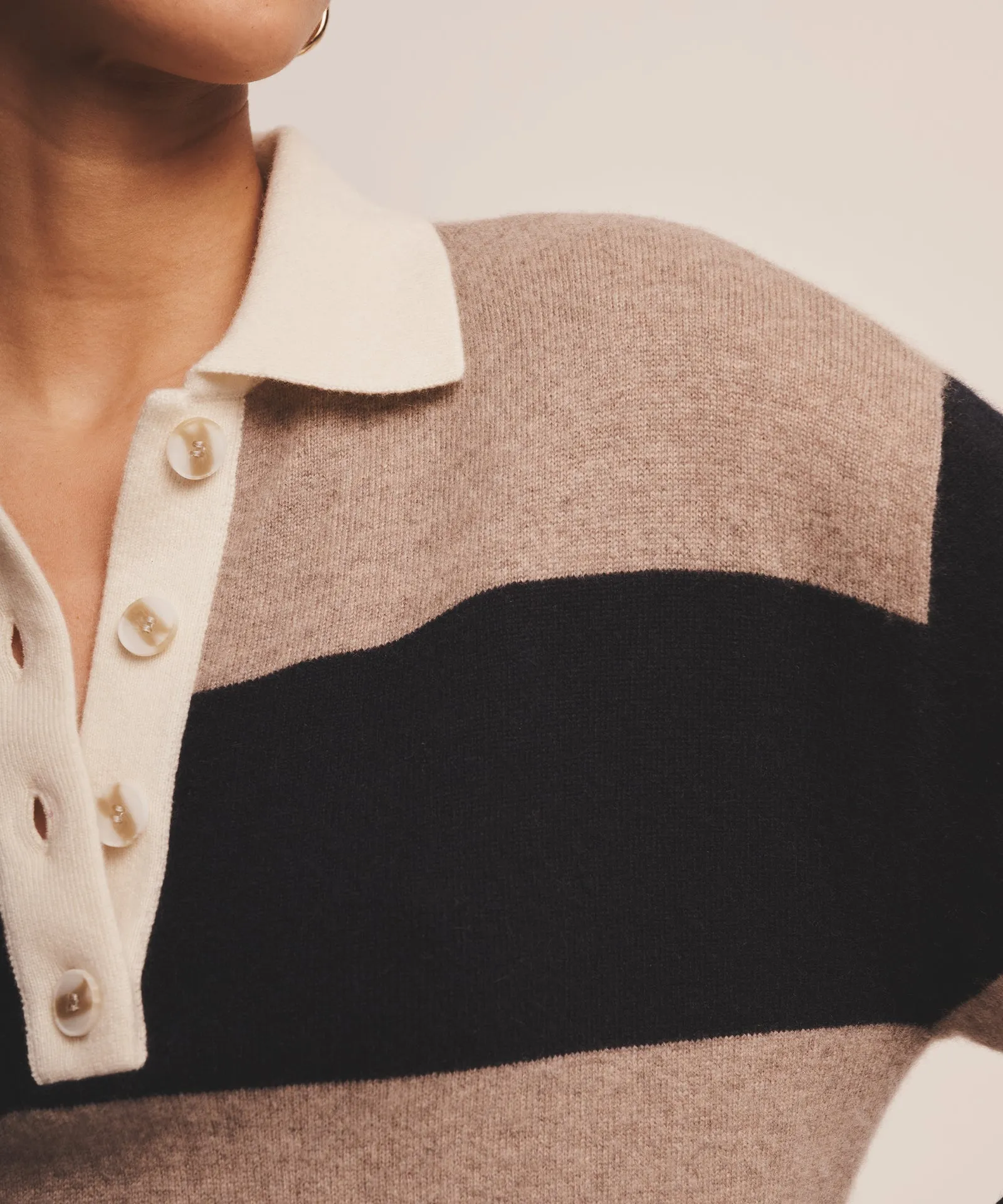Premium Signature Striped Cashmere Rugby Polo Shirt