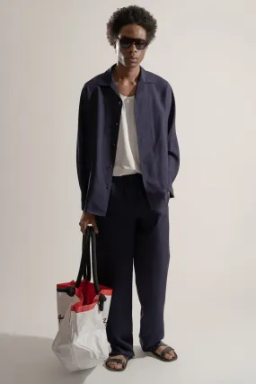Silk Overshirt in Navy