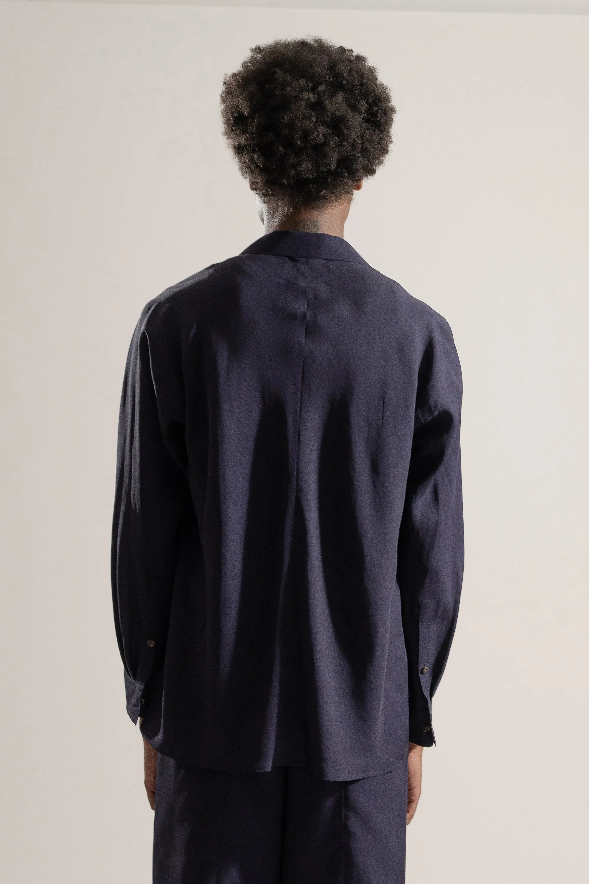 Silk Overshirt in Navy