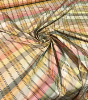Silk taffeta plaid 54&quot; wide    Beautiful pastel colors      Fabric sold by the yard