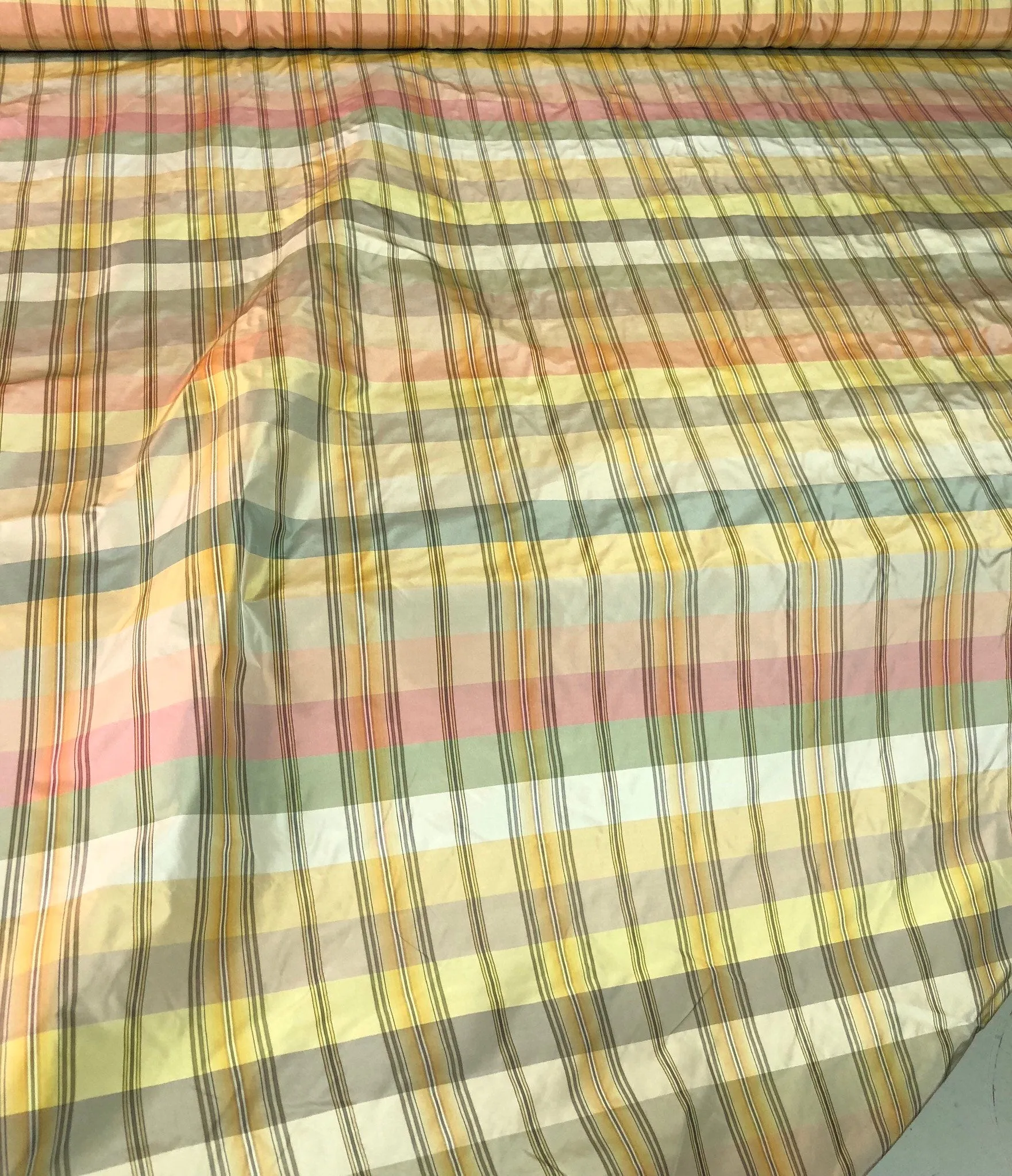 Silk taffeta plaid 54&quot; wide    Beautiful pastel colors      Fabric sold by the yard