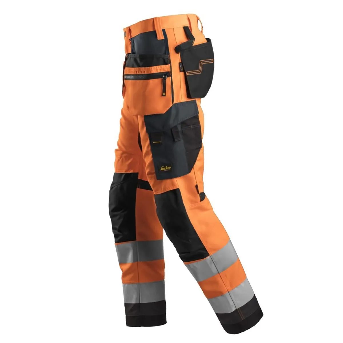 Snickers&#x20;6230&#x20;AllroundWork,&#x20;High-Vis&#x20;Work&#x20;Trousers&#x2B;&#x20;Holster&#x20;Pockets,&#x20;Class&#x20;2&#x20;-&#x20;Orange&#x2F;Steel&#x20;Grey