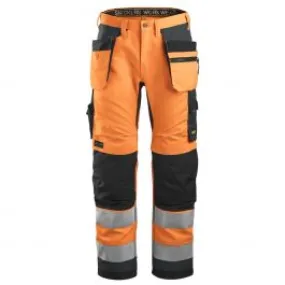 Snickers&#x20;6230&#x20;AllroundWork,&#x20;High-Vis&#x20;Work&#x20;Trousers&#x2B;&#x20;Holster&#x20;Pockets,&#x20;Class&#x20;2&#x20;-&#x20;Orange&#x2F;Steel&#x20;Grey