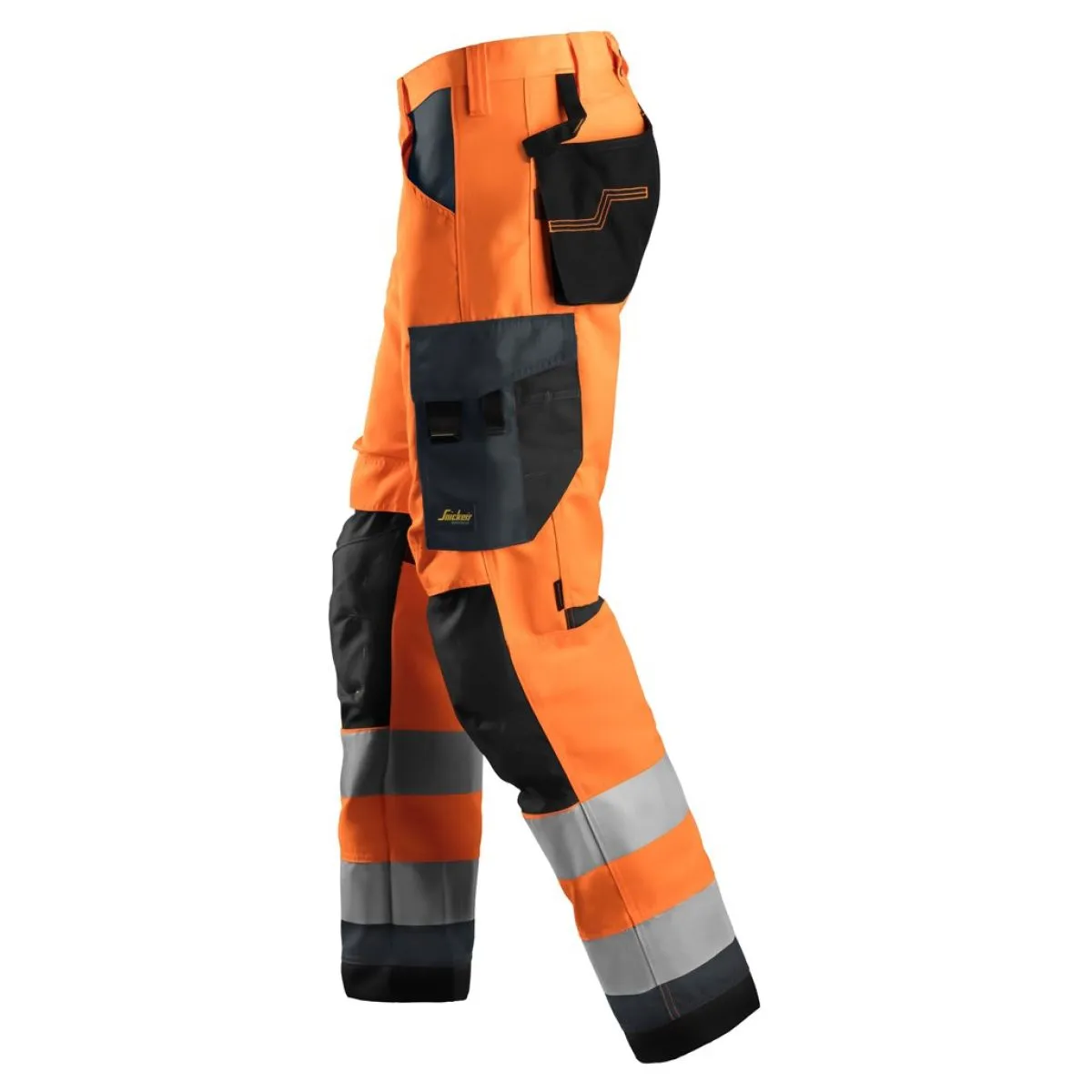 Snickers&#x20;6331&#x20;AllroundWork,&#x20;High-Vis&#x20;Work&#x20;Trousers&#x2B;,&#x20;Class&#x20;2&#x20;-&#x20;Orange&#x2F;Steel&#x20;Grey