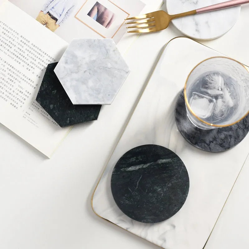 Solid Marble Drink Coasters - Set of 4
