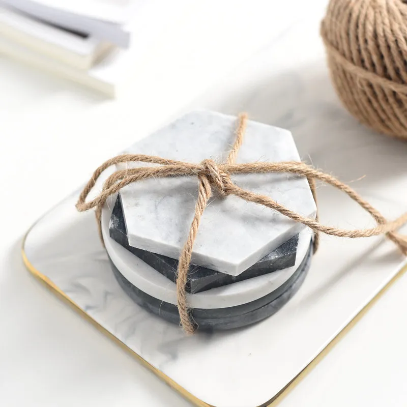 Solid Marble Drink Coasters - Set of 4