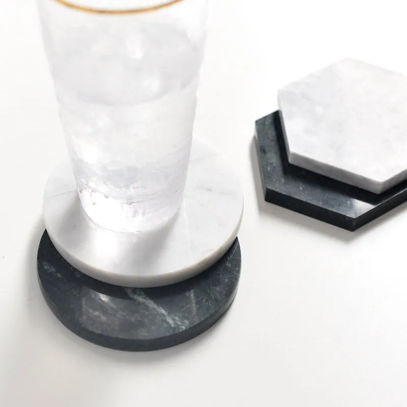 Solid Marble Drink Coasters - Set of 4