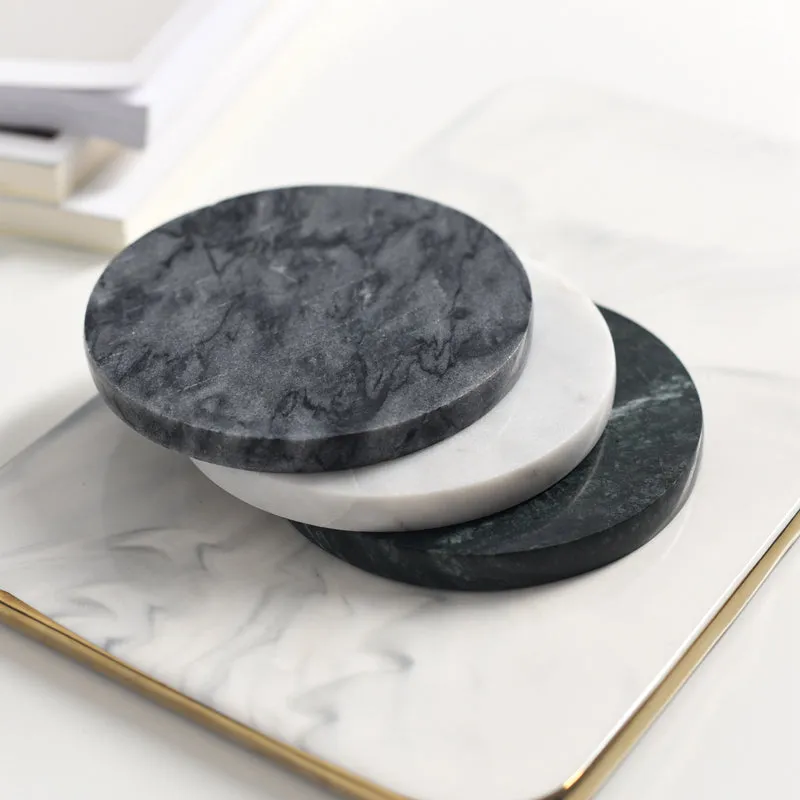 Solid Marble Drink Coasters - Set of 4