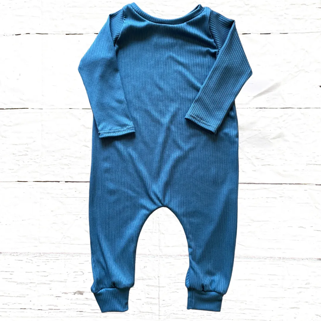 Solid Ribbed Knit Rompers (SIX color options)