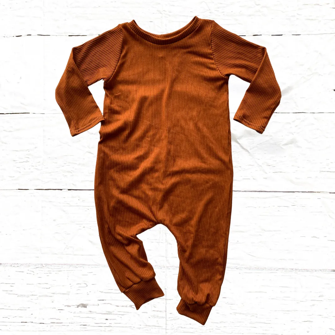 Solid Ribbed Knit Rompers (SIX color options)