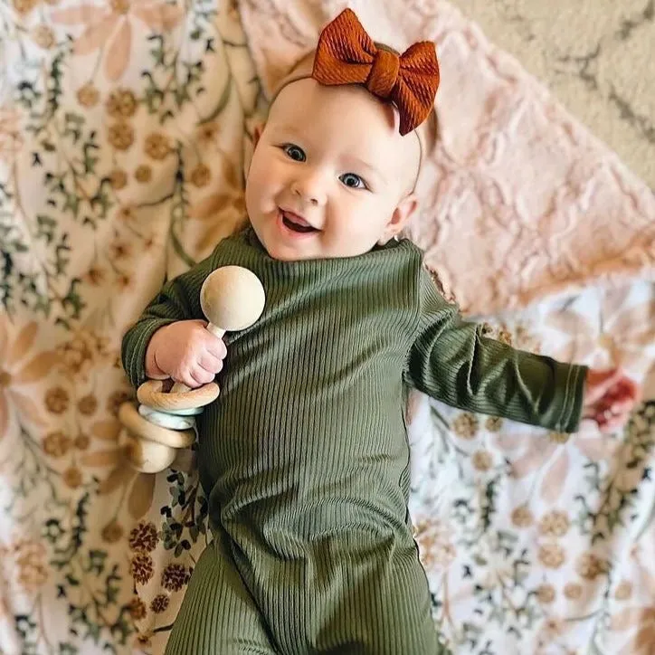 Solid Ribbed Knit Rompers (SIX color options)