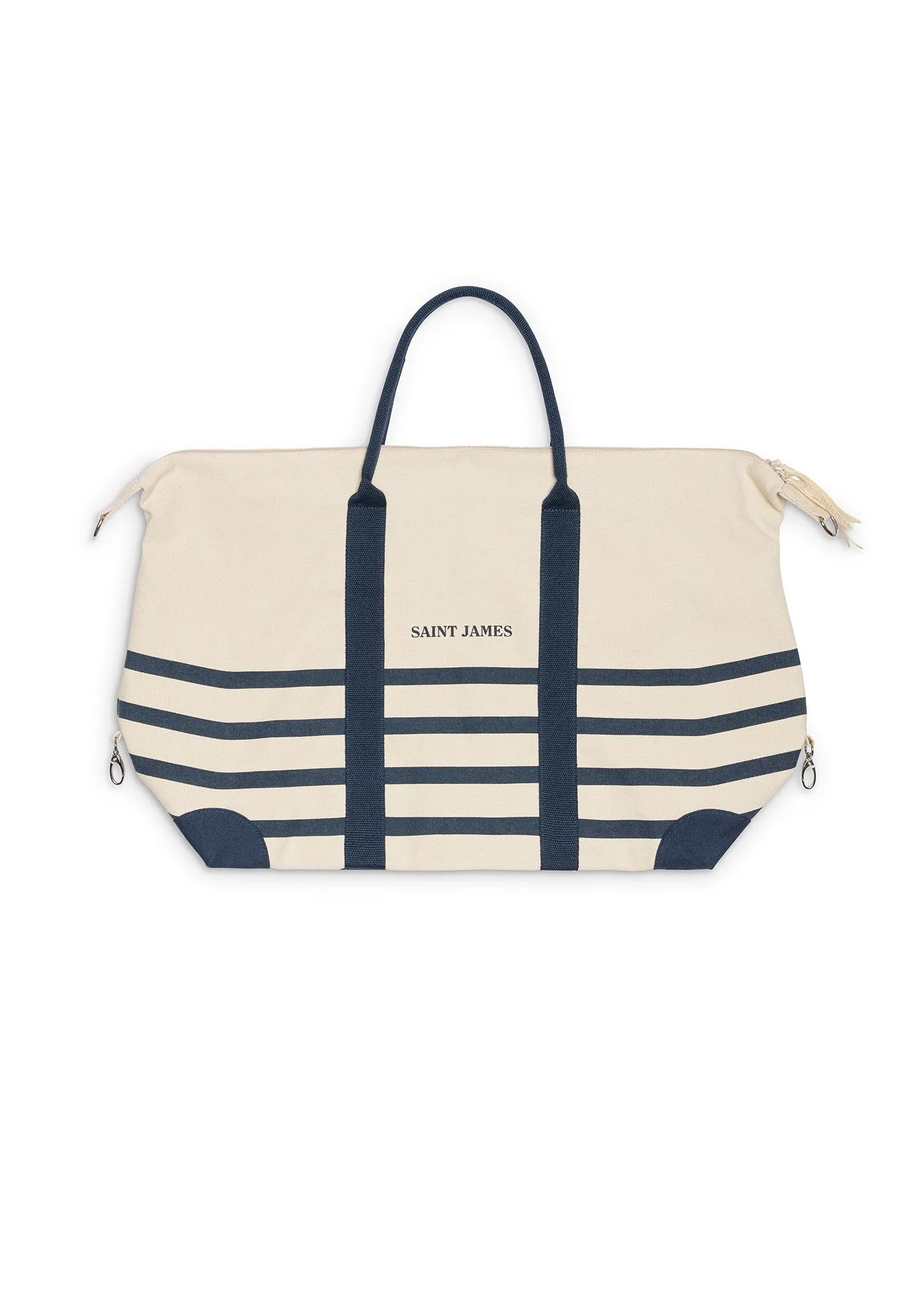 Striped weekend bag - in cotton (ECRU/MARINE)