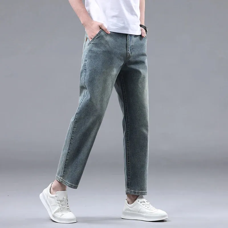 Summer 95% Cotton Straight Thin Jeans