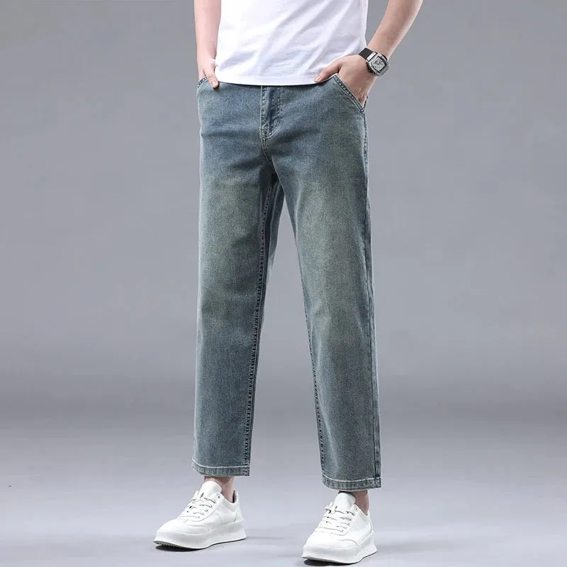 Summer 95% Cotton Straight Thin Jeans