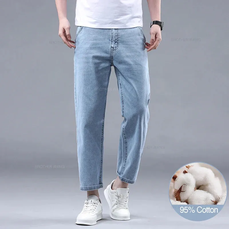 Summer 95% Cotton Straight Thin Jeans