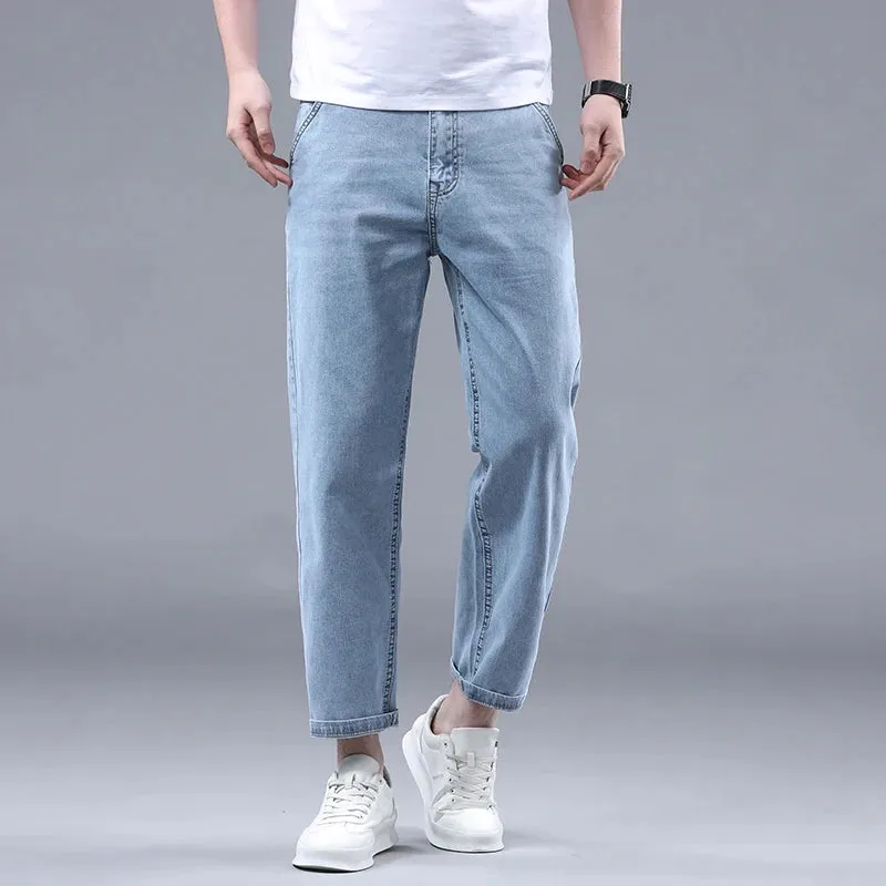 Summer 95% Cotton Straight Thin Jeans